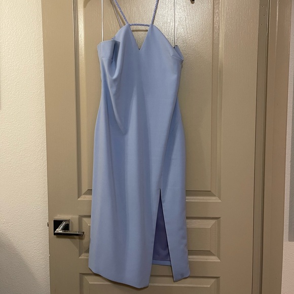Halter periwinkle body con with slit dress - LIKELY - Picture 4 of 7